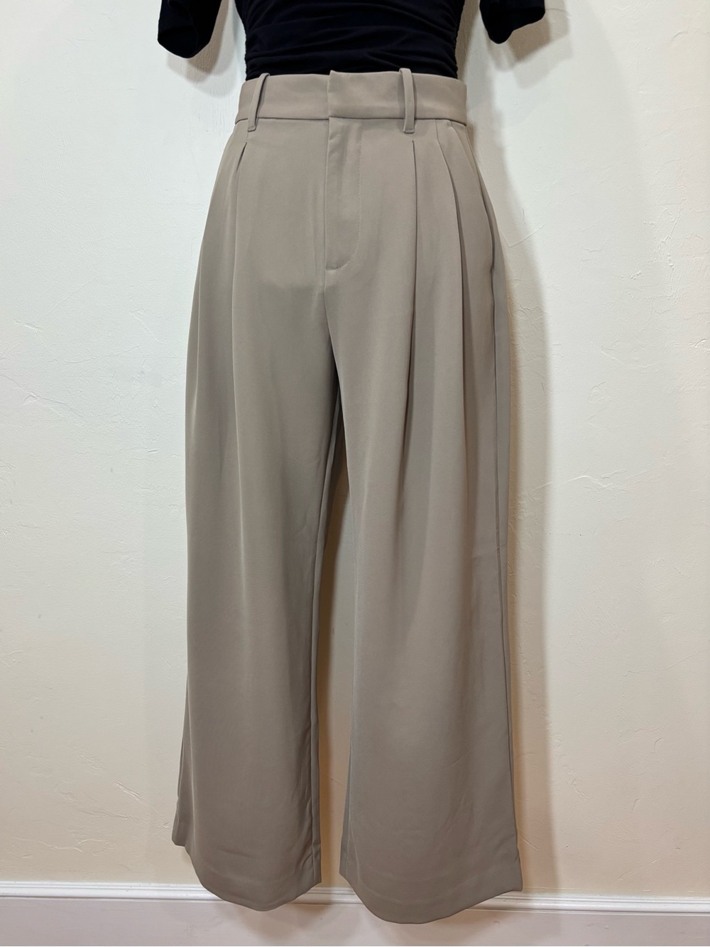 NEW GAP Curvy 365 High Rise Pleated Wide Leg Trousers, Beachwood Brown, 0 Petite